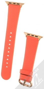 Dahase Grain Leather Strap kožený pásek na zápěstí pro Apple Watch 42mm, Watch 44mm oranžová (orange)