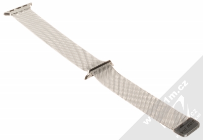 Devia Elegant Milanese Loop magnetický pásek z leštěného kovu na zápěstí pro Apple Watch 38mm, Watch 40mm stříbrná (silver) rozepnuté