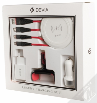 Devia Luxury Charging Suit nabíjecí set nabíječek, USB kabelů a držáku bílá (white)