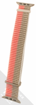 Dux Ducis Sport Watch Band textilní řemínek pro Apple Watch 42mm, Watch 44mm, Watch 45mm béžová růžová (pomelo pink) v přímce