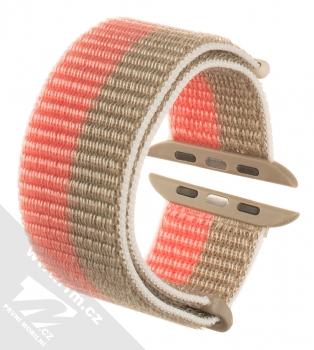 Dux Ducis Sport Watch Band textilní řemínek pro Apple Watch 42mm, Watch 44mm, Watch 45mm béžová růžová (pomelo pink) zezadu