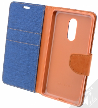 Forcell Canvas Book flipové pouzdro pro Lenovo K6 Note světle modrá hnědá (light blue camel) otevřené
