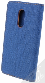 Forcell Canvas Book flipové pouzdro pro Lenovo K6 Note světle modrá hnědá (light blue camel) zezadu