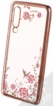 Forcell Diamond Flower TPU ochranný kryt pro Huawei P30 růžově zlatá (rose gold)