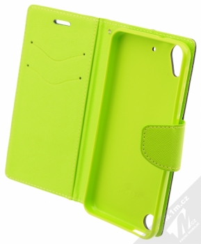 Forcell Fancy Book flipové pouzdro pro HTC Desire 530, Desire 630 modro limetkově zelená (blue lime) otevřené