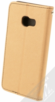 Forcell Fancy Book flipové pouzdro pro Samsung Galaxy A3 (2017) zlatá černá (gold black) zezadu