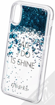 Guess Liquid Glitter All I Do is Shine Hard Case ochranný kryt s přesýpacím efektem třpytek pro Apple iPhone X (GUHCPXGLUQBL) modrá (blue) animace 1