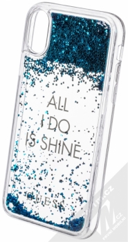 Guess Liquid Glitter All I Do is Shine Hard Case ochranný kryt s přesýpacím efektem třpytek pro Apple iPhone X (GUHCPXGLUQBL) modrá (blue) animace 2