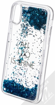 Guess Liquid Glitter All I Do is Shine Hard Case ochranný kryt s přesýpacím efektem třpytek pro Apple iPhone X (GUHCPXGLUQBL) modrá (blue) animace 3