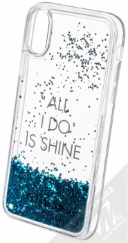 Guess Liquid Glitter All I Do is Shine Hard Case ochranný kryt s přesýpacím efektem třpytek pro Apple iPhone X (GUHCPXGLUQBL) modrá (blue) animace 5