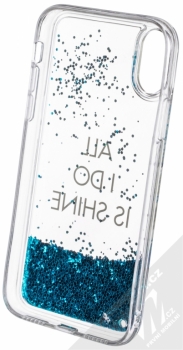 Guess Liquid Glitter All I Do is Shine Hard Case ochranný kryt s přesýpacím efektem třpytek pro Apple iPhone X (GUHCPXGLUQBL) modrá (blue) zepředu