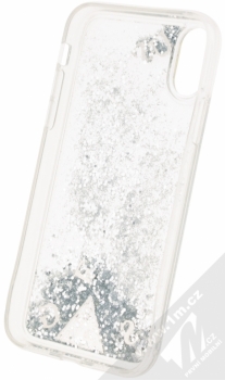 Guess Liquid Glitter Hard Case ochranný kryt s přesýpacím efektem třpytek pro Apple iPhone X (GUHCPXGLUFLSI) stříbrná průhledná (silver transparent) zepředu