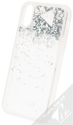 Guess Liquid Glitter Hard Case ochranný kryt s přesýpacím efektem třpytek pro Apple iPhone X, iPhone XS (GUHCPXGLUFLSI) stříbrná průhledná (silver transparent)