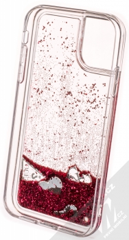 Guess Liquid Glitter Question of Heart ochranný kryt s přesýpacím efektem třpytek pro Apple iPhone 11 (GUHCN61GLHFLRA) červená (red) zepředu