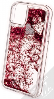 Guess Liquid Glitter Question of Heart ochranný kryt s přesýpacím efektem třpytek pro Apple iPhone 11 (GUHCN61GLHFLRA) červená (red) zezadu