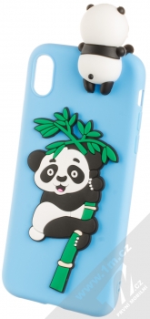 Haianguo Malá Panda na Bambusu 3D TPU ochranný kryt s 3D postavičkou a motivem pro Apple iPhone XR světle modrá (light blue)