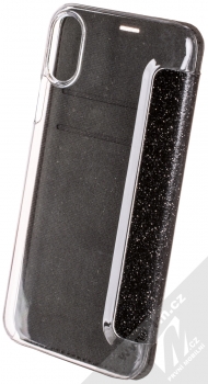 Karl Lagerfeld Choupette Valentine třpytivé flipové pouzdro s motivem pro Apple iPhone X, iPhone XS (KLFLBKPXVDCBK) černá (black) zezadu
