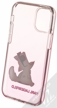 Karl Lagerfeld Fun Choupette No Rope ochranný kryt s motivem pro Apple iPhone 12 mini (KLHCP12SCFNRCPI) růžová průhledná (pink transparent) zepředu