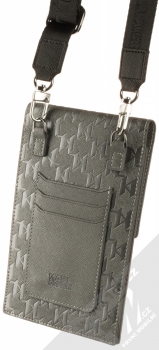 Karl Lagerfeld Monogram Plate Wallet Universal univerzální pouzdro kabelka s kapsičkami (KLWBSAMSMG) šedá (grey) zezadu