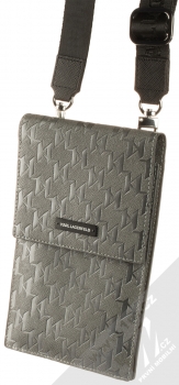 Karl Lagerfeld Monogram Plate Wallet Universal univerzální pouzdro kabelka s kapsičkami (KLWBSAMSMG) šedá (grey)