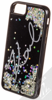 Karl Lagerfeld Signature Karl Stars Glow in the Dark Black Liquid Glitter Hard Case ochranný kryt s přesýpacím efektem třpytek pro Apple iPhone 6, iPhone 6S, iPhone 7, iPhone 8 (KLHCI8PH2IR) černá měnivě duhová (black iridescent) zezadu