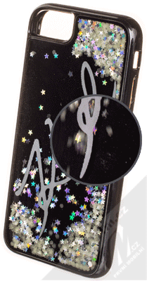 Karl Lagerfeld Signature Karl Stars Glow in the Dark Black Liquid Glitter Hard Case ochranný kryt s přesýpacím efektem třpytek pro Apple iPhone 6, iPhone 6S, iPhone 7, iPhone 8 (KLHCI8PH2IR) černá měnivě duhová (black iridescent)