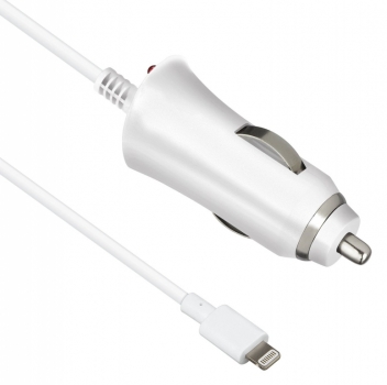 Kit 2,1A nabíječka do auta s Lightning konektorem pro Apple iPhone, iPad, iPod (licence MFi) bílá (white)