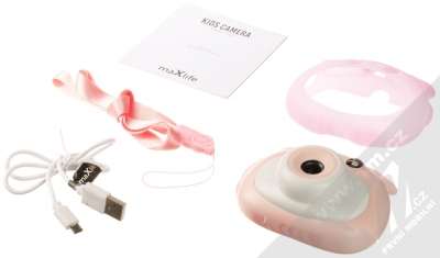 maXlife MXKC-100 dětský fotoaparát s kamerou růžová (pink) balení