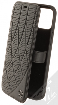 Mercedes Quilted Perforated Bow Line flipové pouzdro pro Apple iPhone 12 Pro Max (MEFLBKP12LDIQBK) černá (black)