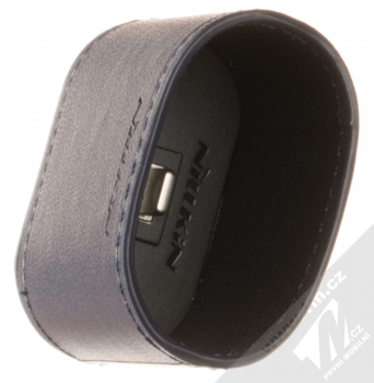 Nillkin Airpods Mate Wireless Charging Case kožené pouzdro s podporou bezdrátového nabíjení pro sluchátka Apple AirPods tmavě modrá (dark blue) seshora
