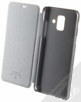 Nillkin Sparkle flipové pouzdro pro Samsung Galaxy A6 (2018) šedá (night black) otevřené