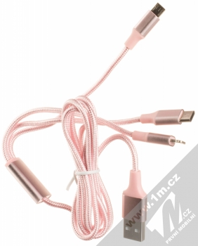 Nillkin Swift USB kabel 3v1 s konektory microUSB, USB Type-C, Apple Lightning růžová (pink)