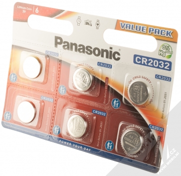 Panasonic knoflíkové baterie CR2032 6ks stříbrná (silver) krabička
