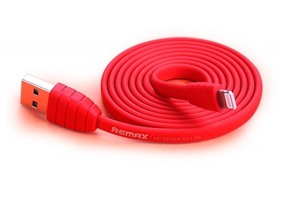Remax Dream plochý USB kabel s Apple Lightning konektorem pro Apple iPhone, iPad, iPod červená (red) komplet