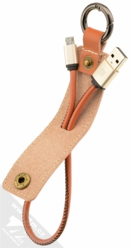 Remax Western kožený USB kabel s microUSB konektorem pro mobilní telefon, mobil, smartphone hnědá (brown) otevřené