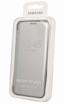 Samsung EF-ZG935CS Clear View Cover originální flipové pouzdro pro Samsung Galaxy S7 Edge stříbrná (silver)