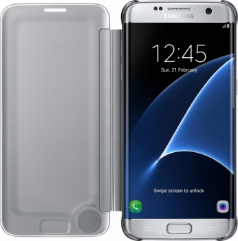 Samsung EF-ZG935CS Clear View Cover originální flipové pouzdro pro Samsung Galaxy S7 Edge stříbrná (silver)