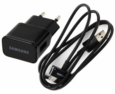 Samsung ETA-U90EBE originální nabíječka s USB výstupem 2A + Samsung ECB-DP4ABE USB kabel s 30 pinovým konektorem pro tablety černá (black)