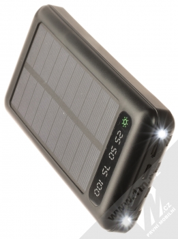 Setty SLR-100 solární powerbanka 10000mAh černá (black) zboku svítilna