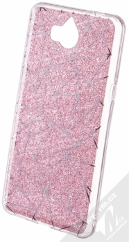 Sligo Glitter Geometric třpytivý ochranný kryt pro Huawei Y5 (2017), Y6 (2017) růžová (pink)