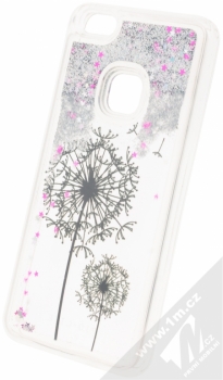 Sligo Liquid Glitter Flower ochranný kryt s přesýpacím efektem třpytek pro Huawei P10 Lite stříbrná (silver) animace 1