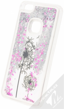 Sligo Liquid Glitter Flower ochranný kryt s přesýpacím efektem třpytek pro Huawei P10 Lite stříbrná (silver) animace 2