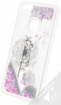 Sligo Liquid Glitter Flower ochranný kryt s přesýpacím efektem třpytek pro Huawei P10 Lite stříbrná (silver) animace 3
