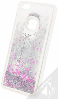 Sligo Liquid Glitter Flower ochranný kryt s přesýpacím efektem třpytek pro Huawei P10 Lite stříbrná (silver) animace 4