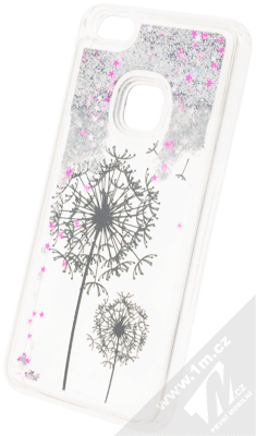 Sligo Liquid Glitter Flower ochranný kryt s přesýpacím efektem třpytek pro Huawei P10 Lite stříbrná (silver)
