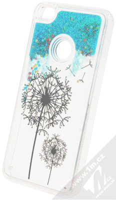 Sligo Liquid Glitter Flower ochranný kryt s přesýpacím efektem třpytek pro Huawei P9 Lite (2017) tyrkysová (cyan)