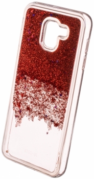 Sligo Liquid Glitter Full ochranný kryt s přesýpacím efektem třpytek pro Samsung Galaxy J6 (2018) červená (red) animace 1