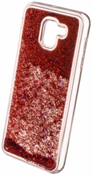 Sligo Liquid Glitter Full ochranný kryt s přesýpacím efektem třpytek pro Samsung Galaxy J6 (2018) červená (red) animace 2