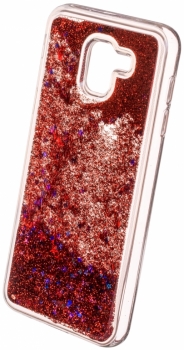 Sligo Liquid Glitter Full ochranný kryt s přesýpacím efektem třpytek pro Samsung Galaxy J6 (2018) červená (red) animace 3
