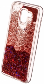 Sligo Liquid Glitter Full ochranný kryt s přesýpacím efektem třpytek pro Samsung Galaxy J6 (2018) červená (red) animace 4